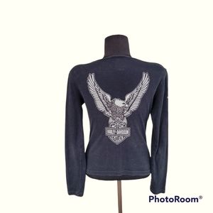 Harley Davidson Zip Front, Long Sleeve Top.. Black.. Sz. S
